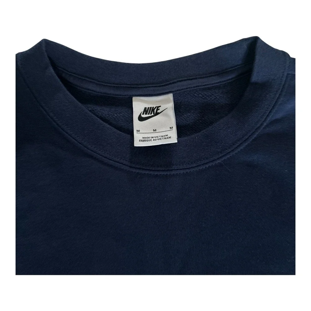 Nike Sportswear Club Pullover Sweatshirt Womens‎ M Blue Fleece Lined Crew Neck